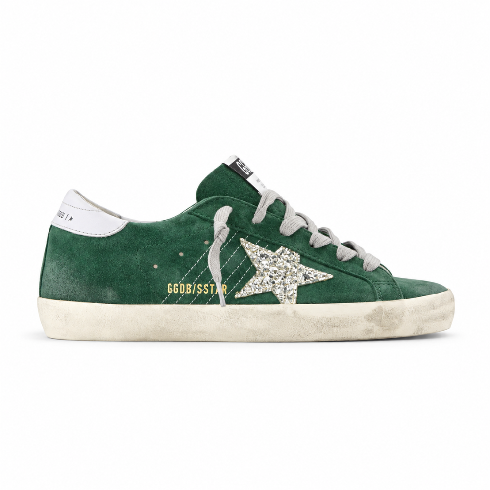 Golden Goose Women's Super-Star Green Suede Sneakers