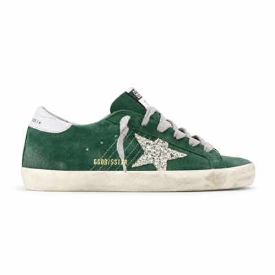 Golden Goose Women's Super-Star Green Suede Sneakers