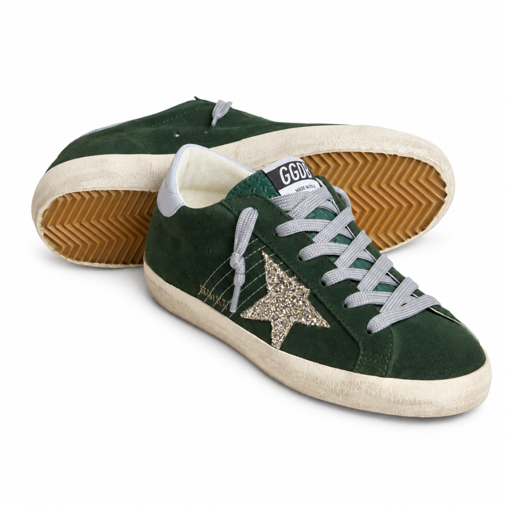 Golden Goose Women's Super-Star Green Suede Sneakers