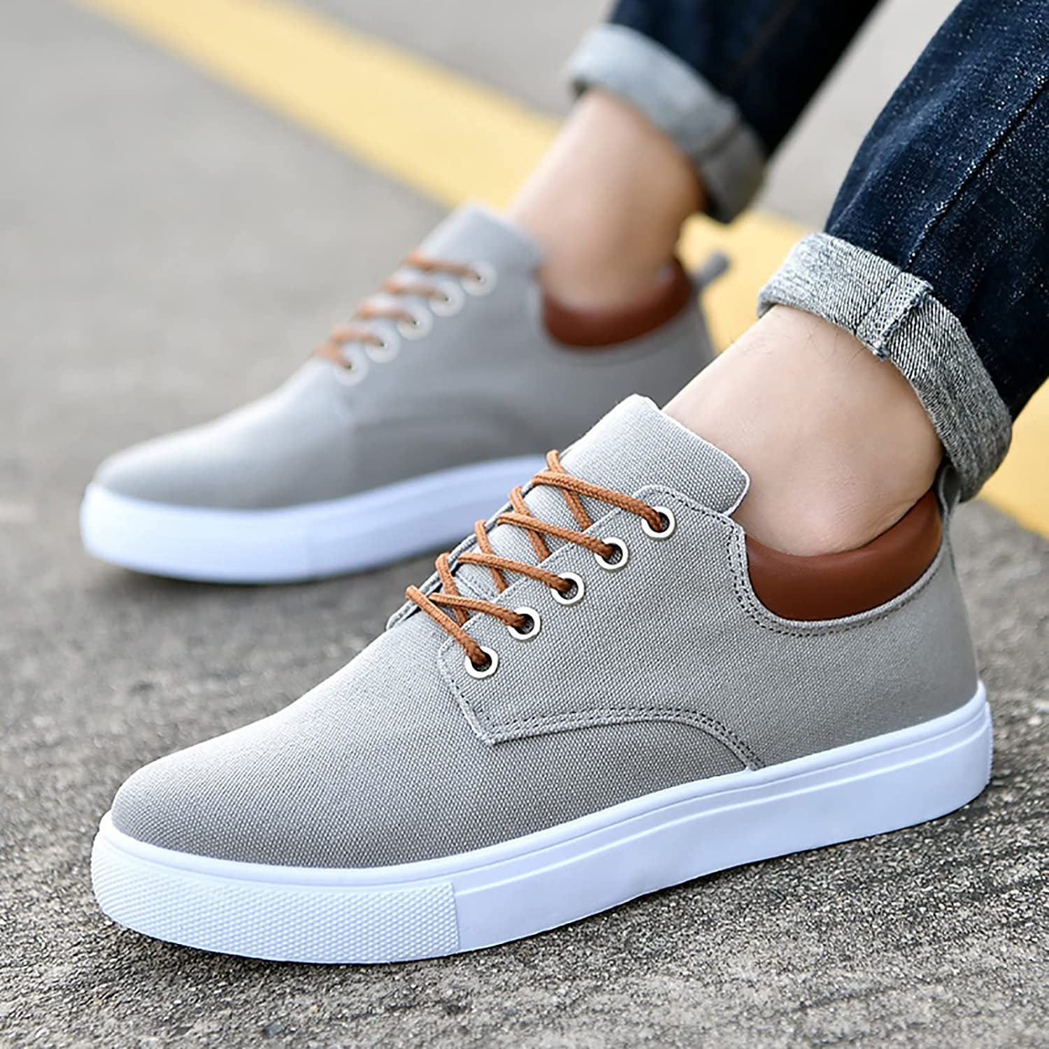 Canvas Sneakers for Men | White Outsole and Lace-Up Design