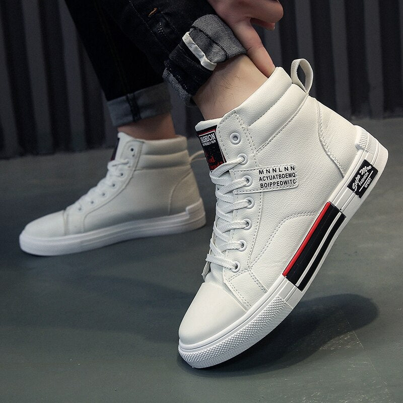 High-Top Sneakers for Men | Graphic Patch and Contrast Sole Detail