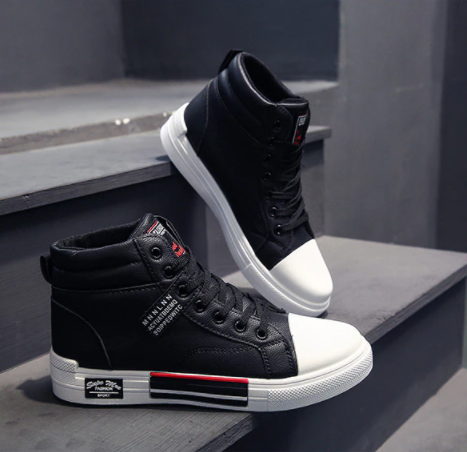 High-Top Sneakers for Men | Graphic Patch and Contrast Sole Detail
