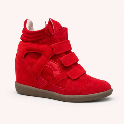 Isabel Hook Loop Wedge Suede Sneakers for Women | Hidden Heel