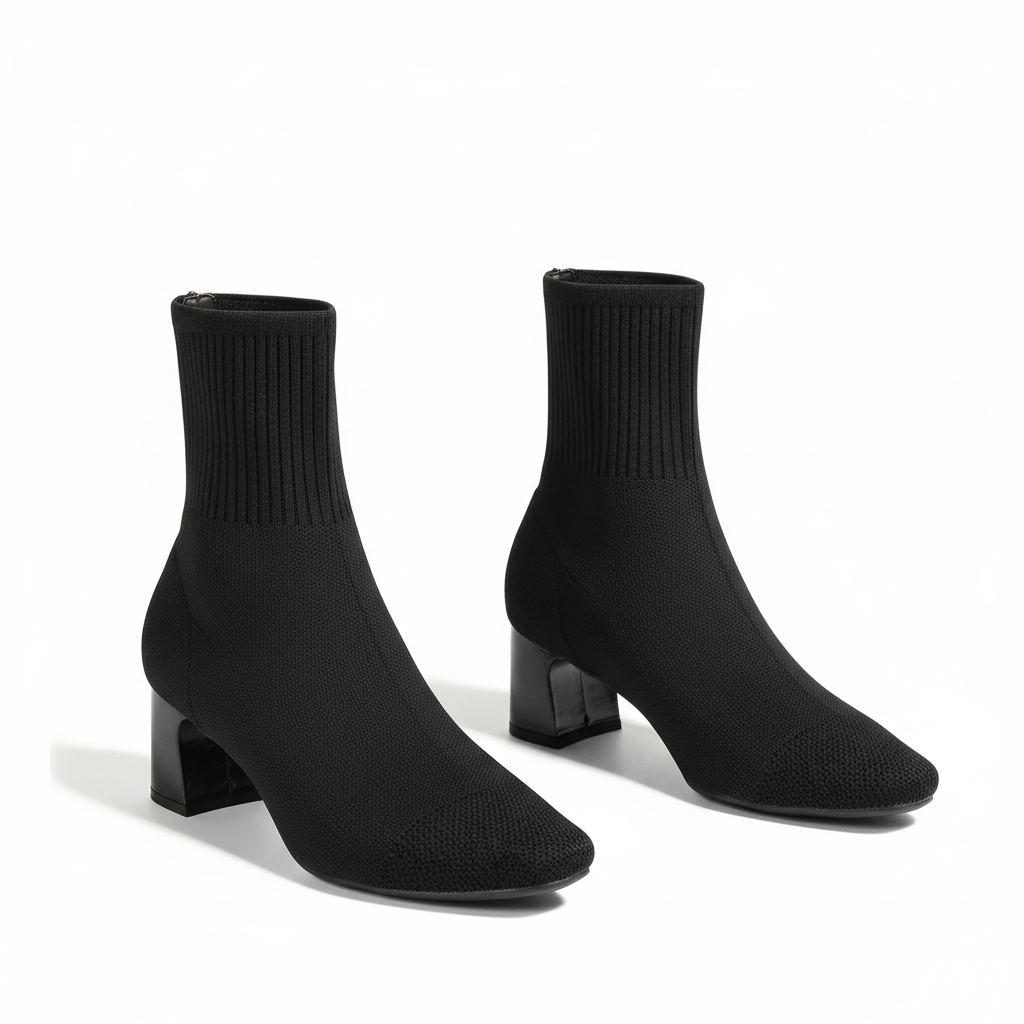 Women’s Square-Toe Sock Ankle Boots