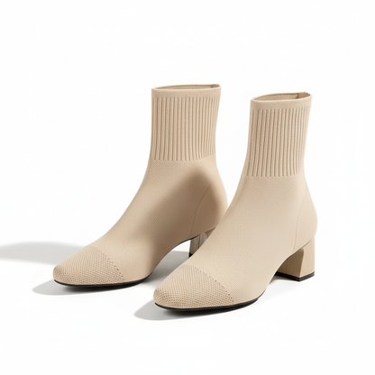 Women’s Square-Toe Sock Ankle Boots