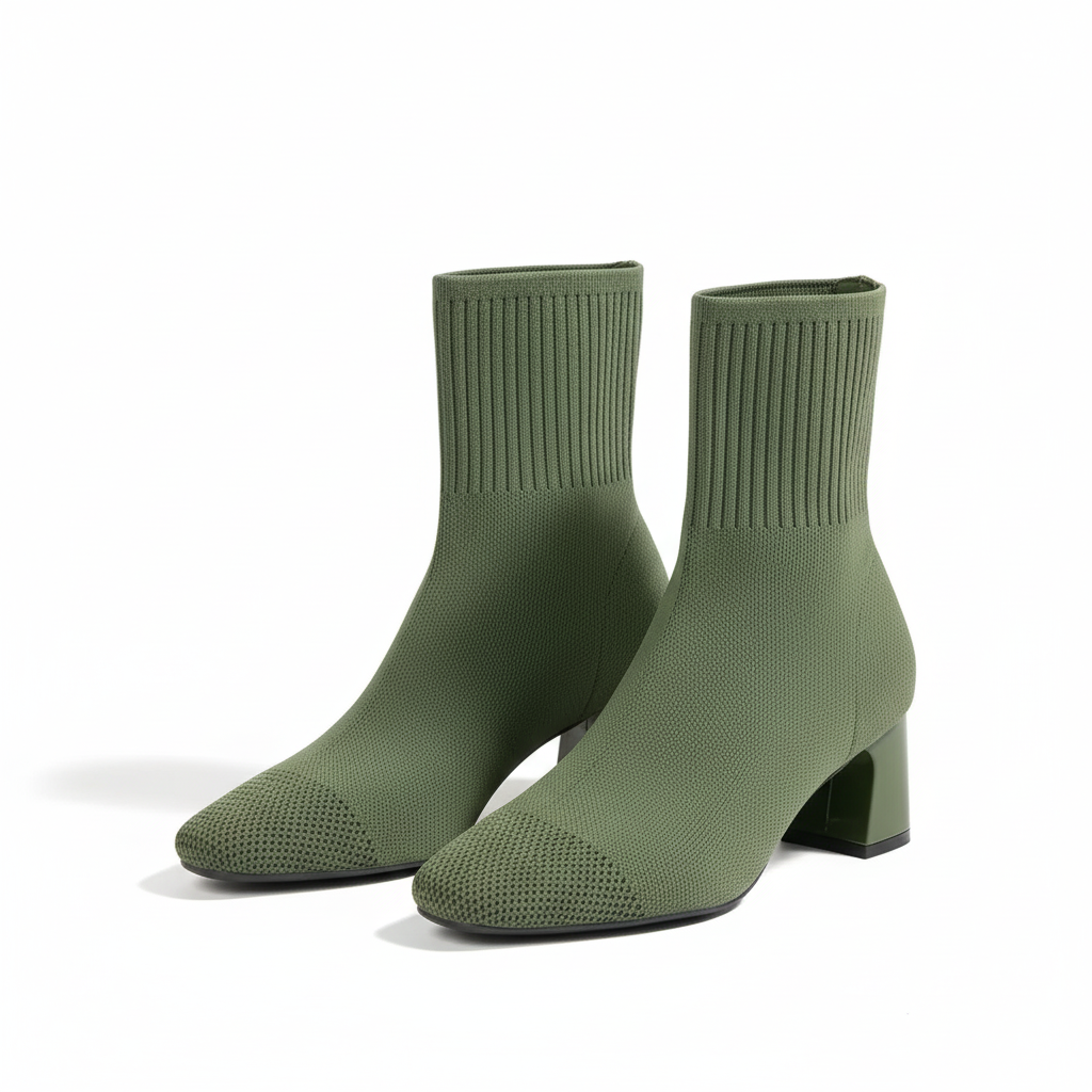 Women’s Square-Toe Sock Ankle Boots