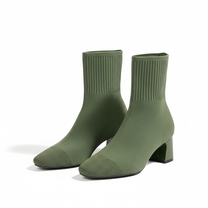 Women’s Square-Toe Sock Ankle Boots