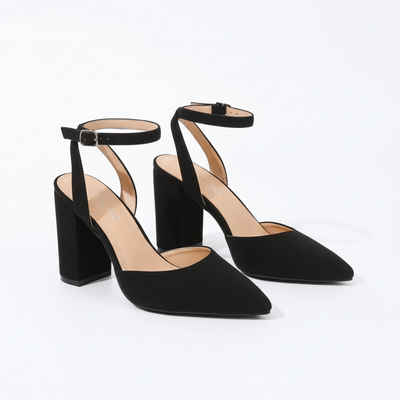 Women’s Pointed Toe Slingback Shoes - High Heel and Buckle Strap