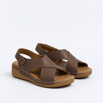 Women’s Strappy Wedge Sandals - Open Toe and Adjustable Hook-and-Loop Strap