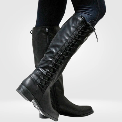 Women’s Knee High Boots – Lace-Up Tall Boots with Side Zip