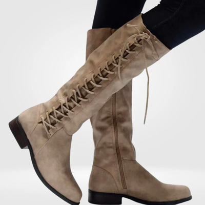 Women’s Knee High Boots – Lace-Up Tall Boots with Side Zip