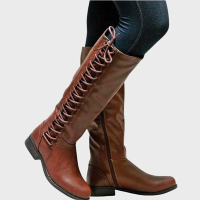Women’s Knee High Boots – Lace-Up Tall Boots with Side Zip