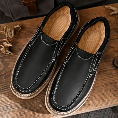 Men’s Slip-On Loafers - Rounded Toe and Low Heel