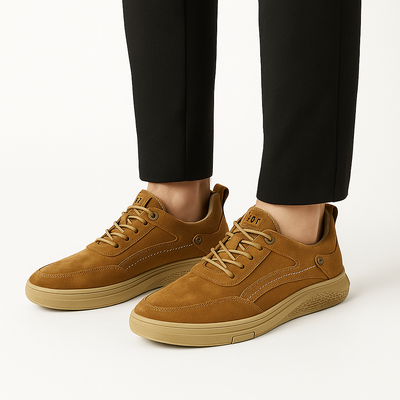 Men’s Suede Low Top Lace-Up Sneakers - Mesh Lining
