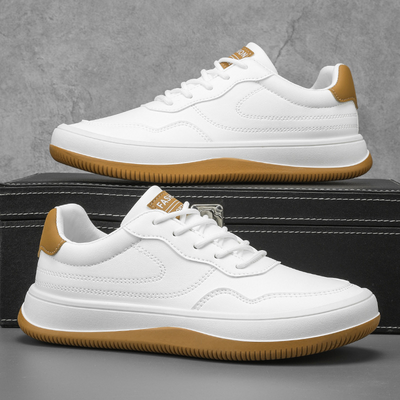 Men’s Low Top Lace-Up Sneakers - Contrast Sole Casual Trainers