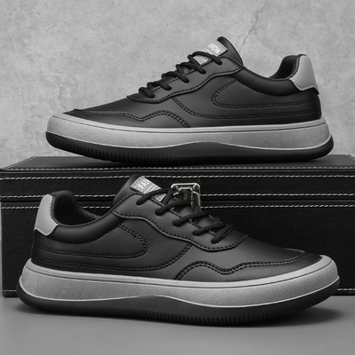 Men’s Low Top Lace-Up Sneakers - Contrast Sole Casual Trainers