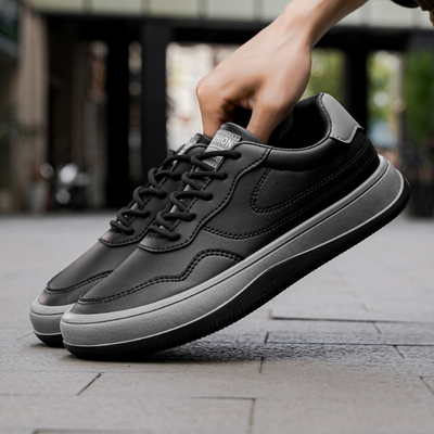 Men’s Low Top Lace-Up Sneakers - Contrast Sole Casual Trainers