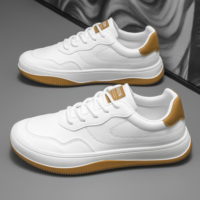 Men’s Low Top Lace-Up Sneakers - Contrast Sole Casual Trainers