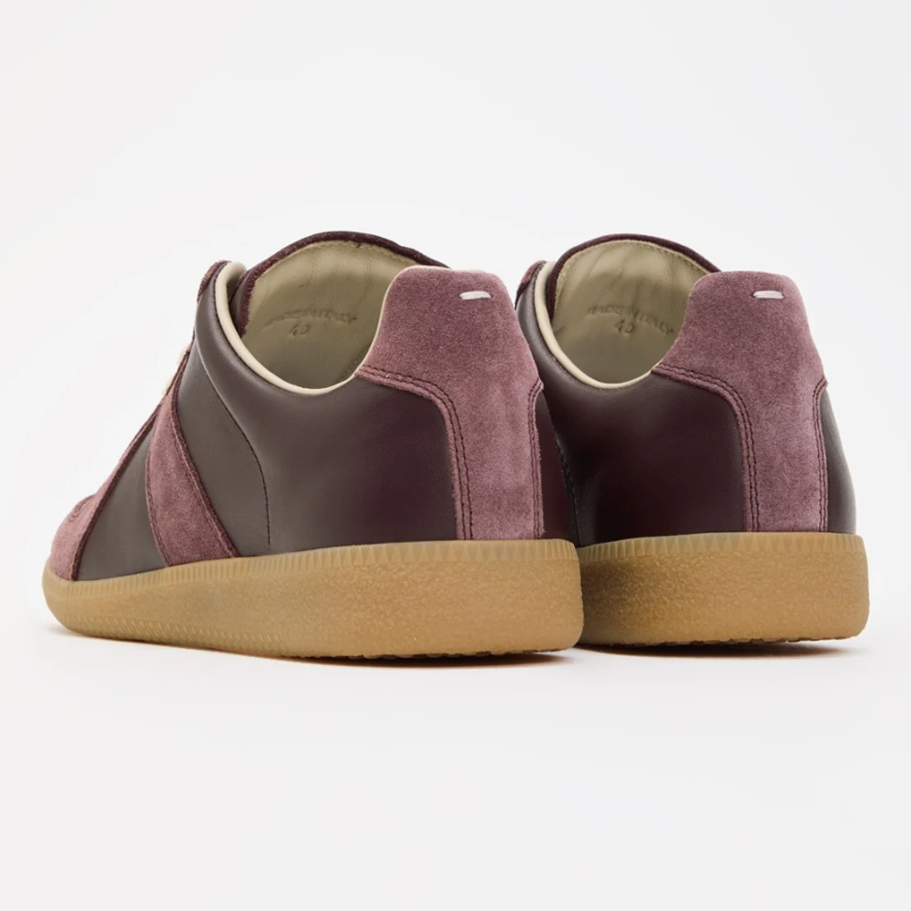 Maison Margiela Burgundy Calf Leather Suede Low Top Sneakers