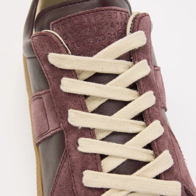 Maison Margiela Burgundy Calf Leather Suede Low Top Sneakers