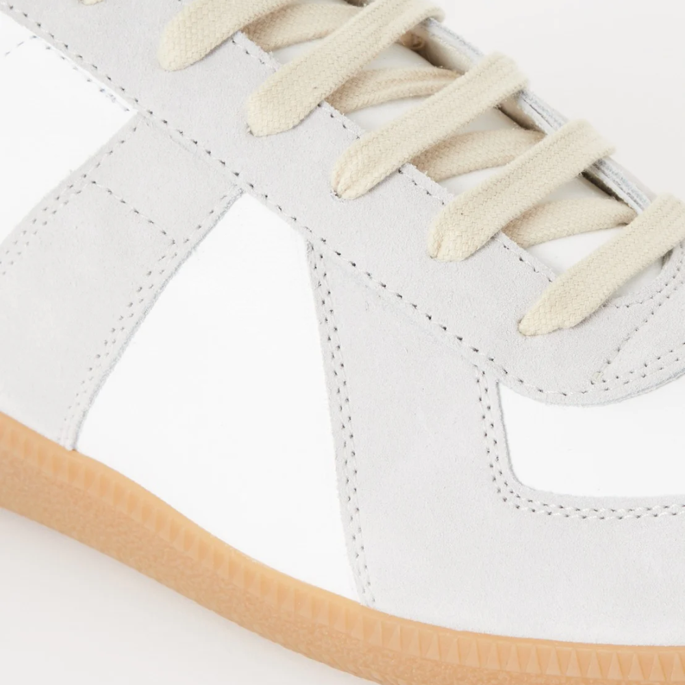 Maison Margiela White Calfskin Suede Low Top Sneakers