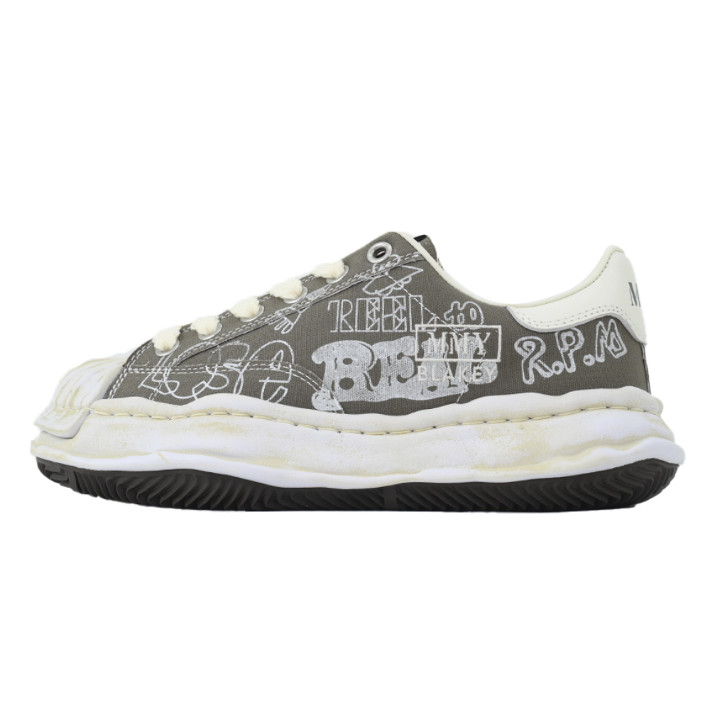 Maison Mihara Yasuhiro Blakey Men's Grey White Graphic Canvas OG Sole Sneakers