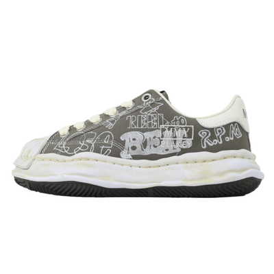 Maison Mihara Yasuhiro Blakey Men's Grey White Graphic Canvas OG Sole Sneakers