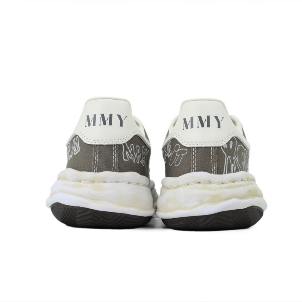 Maison Mihara Yasuhiro Blakey Men's Grey White Graphic Canvas OG Sole Sneakers