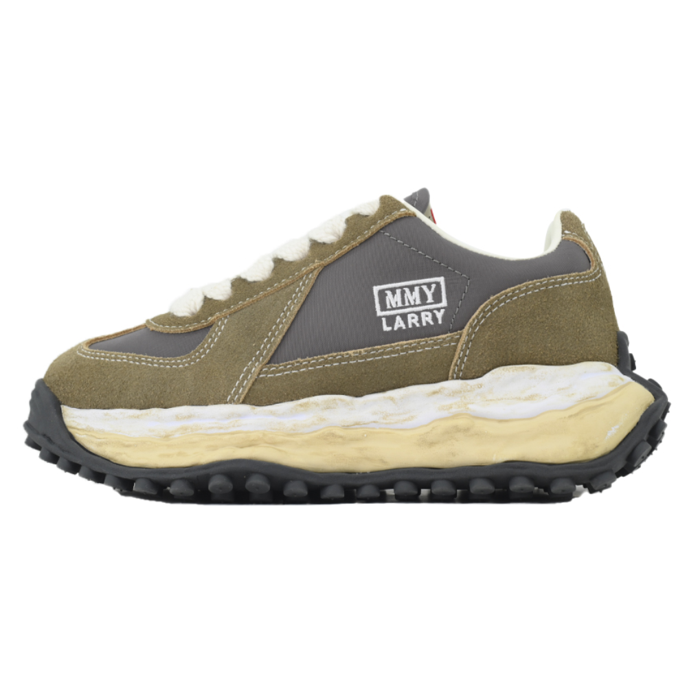 Maison Mihara Yasuhiro Larry OG Sole Olive Grey Mixed-Material Low-Top Sneakers