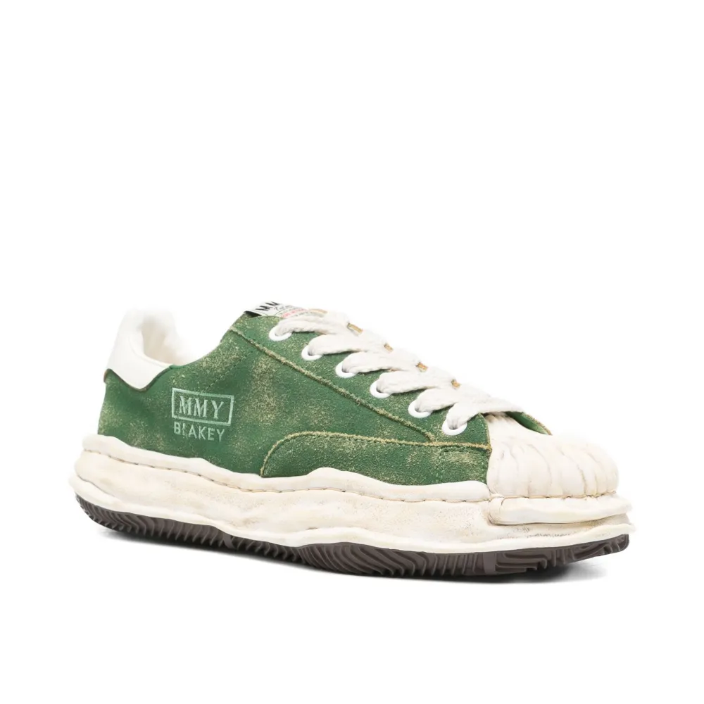Maison Mihara Yasuhiro Men's Green Suede Lace-Up Low-Top Sneakers