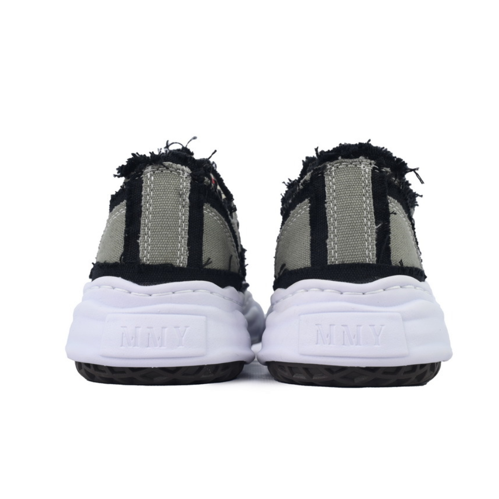 Maison Mihara Yasuhiro Peterson Grey Black Distressed Canvas OG Sole Low-Top Sneakers