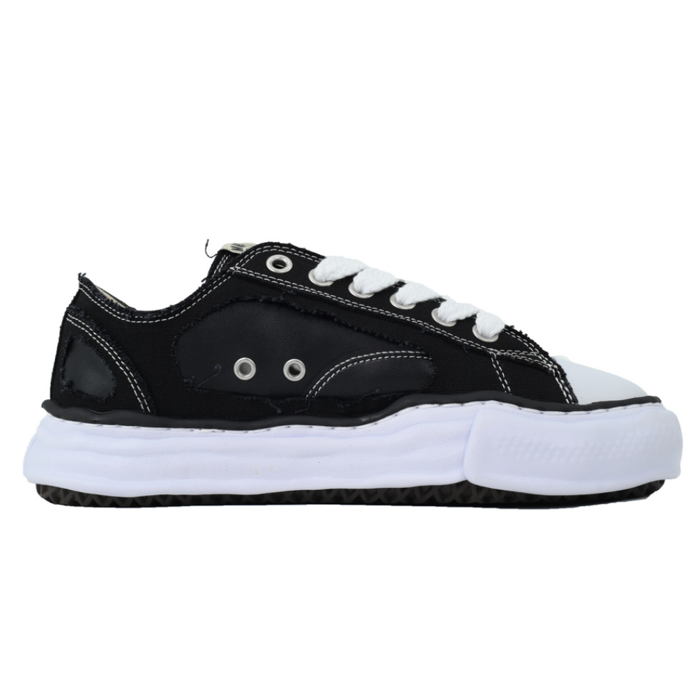 Maison Mihara Yasuhiro Peterson Men's Black White Distressed Canvas OG Sole Sneakers