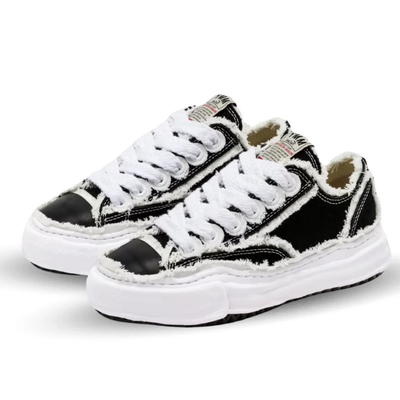 Maison Mihara Yasuhiro Peterson OG Sole Frayed Black Canvas Low-Top Sneakers