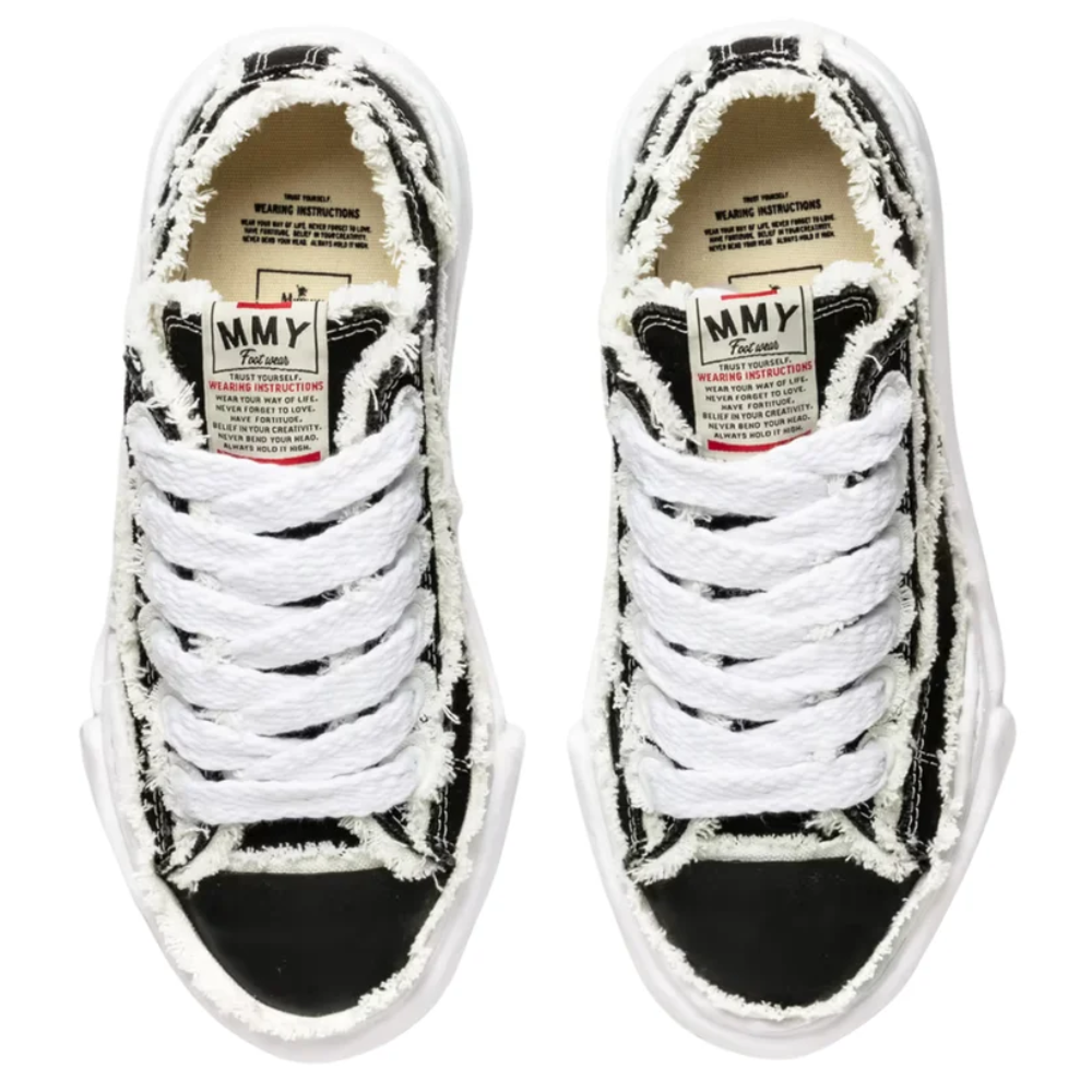 Maison Mihara Yasuhiro Peterson OG Sole Frayed Black Canvas Low-Top Sneakers