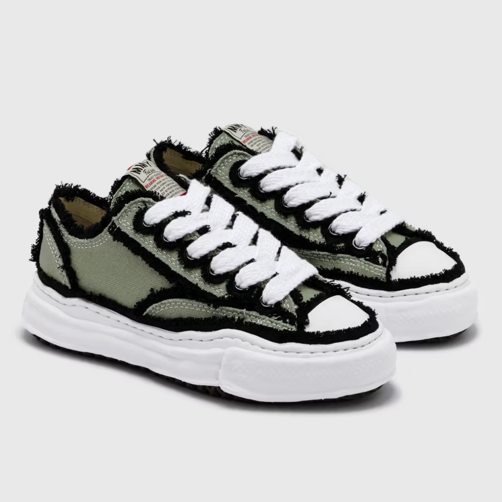 Maison Mihara Yasuhiro Peterson OG Sole Frayed Khaki Canvas Low-Top Sneakers
