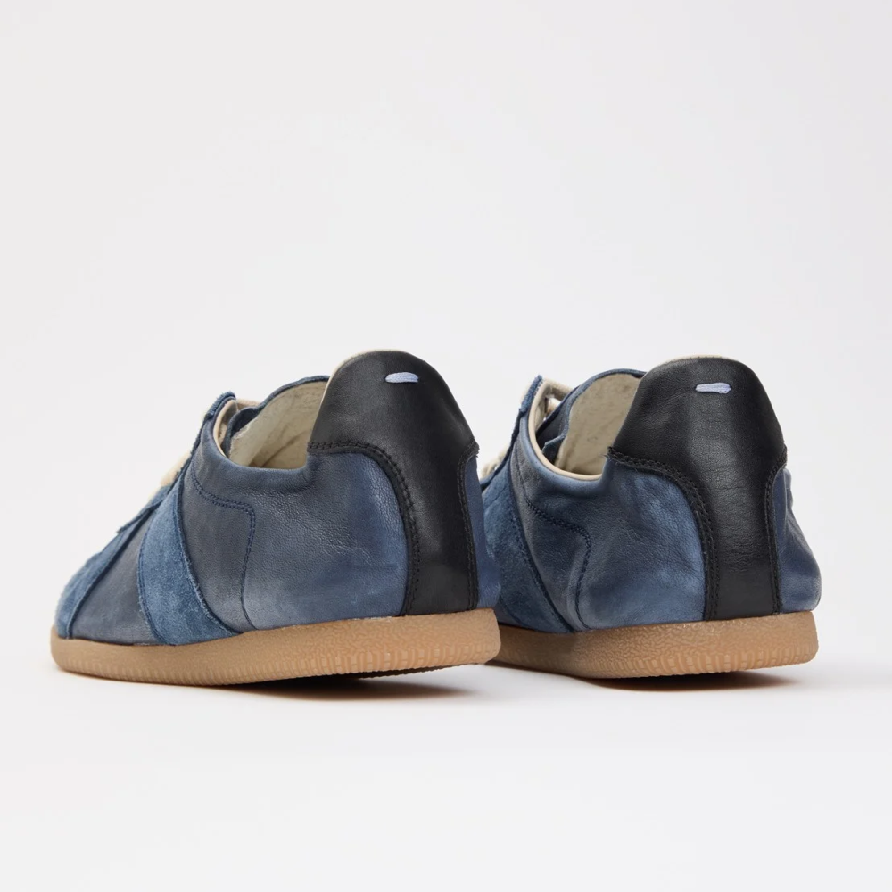 Maison Margiela Blue Soft Leather Suede Low Top Sneakers