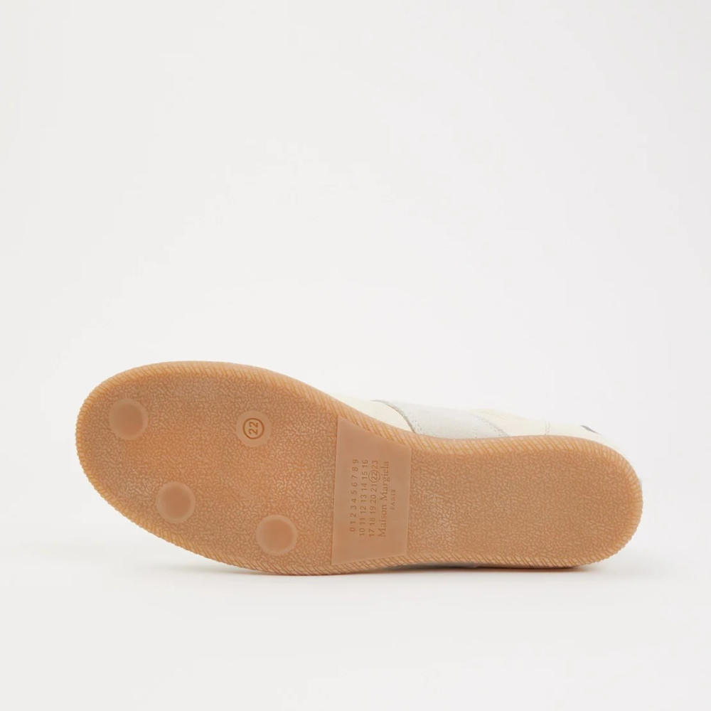 Maison Margiela White Calf Leather Suede Low Top Sneakers
