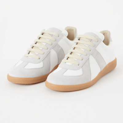 Maison Margiela White Calfskin Suede Low Top Sneakers