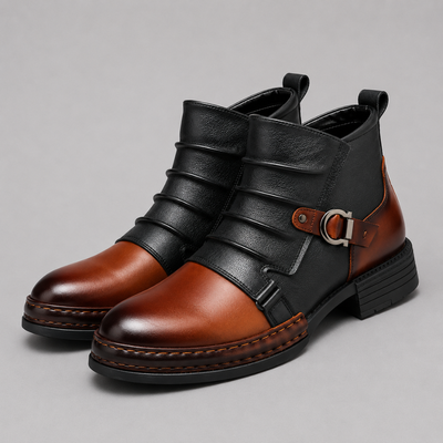 Men Leather Western Cowboy Boots – Genuine Leather Ankle Boots