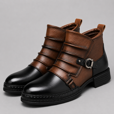 Men Leather Western Cowboy Boots – Genuine Leather Ankle Boots