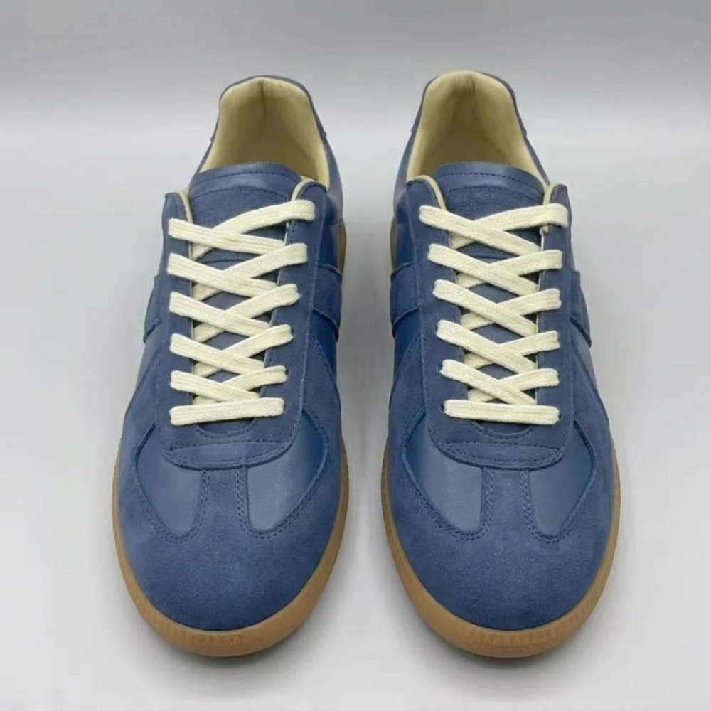 Men Retro Lace Up Sneaker – Casual Leather Patchwork Derby Shoes