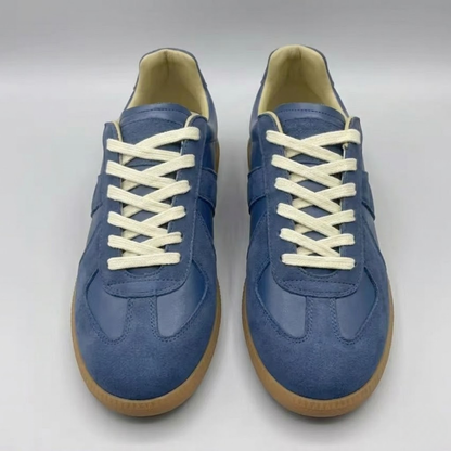 Men Retro Lace Up Sneaker – Casual Leather Patchwork Derby Shoes