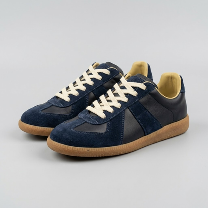 Men Retro Lace Up Sneaker – Casual Leather Patchwork Derby Shoes