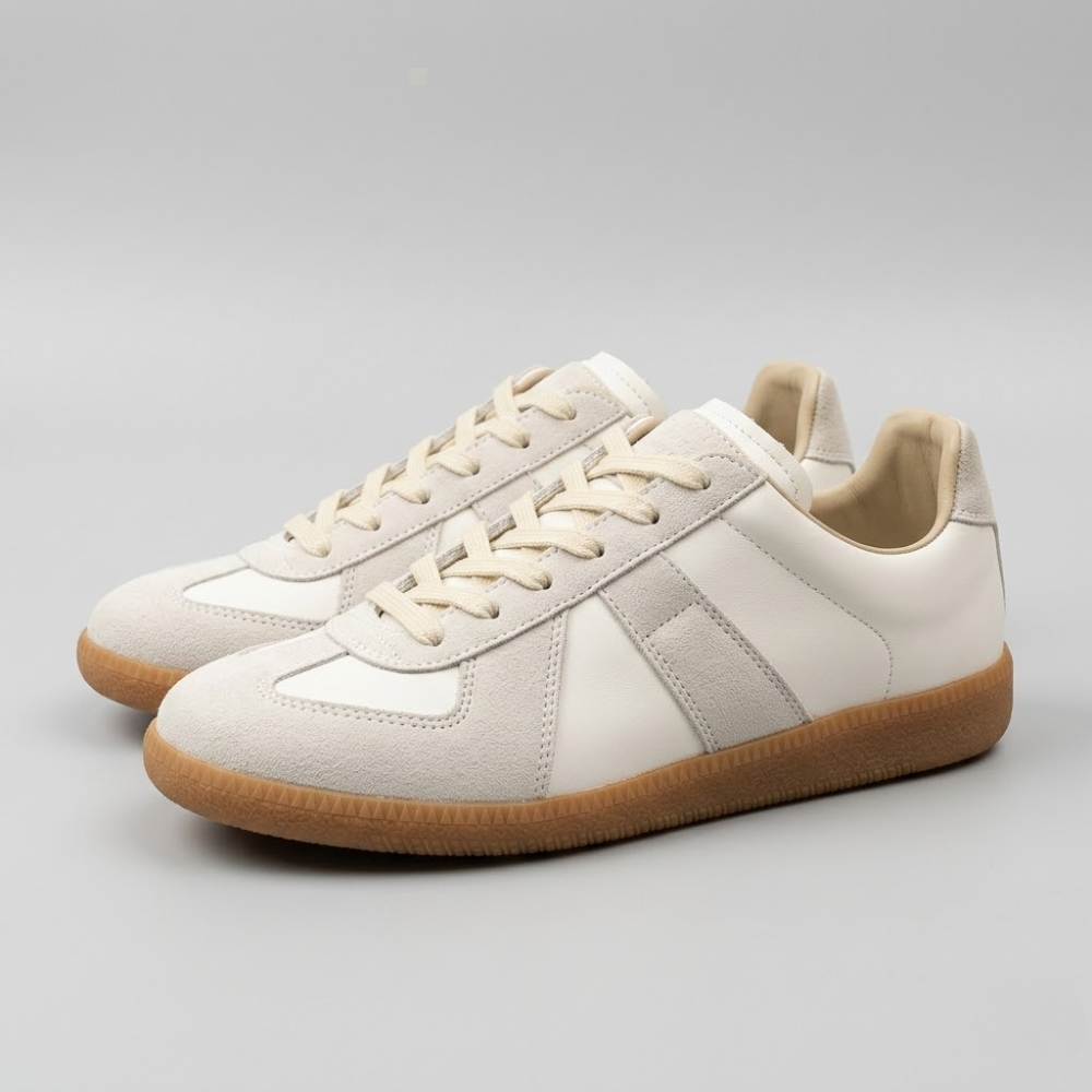 Men Retro Lace Up Sneaker – Casual Leather Patchwork Derby Shoes