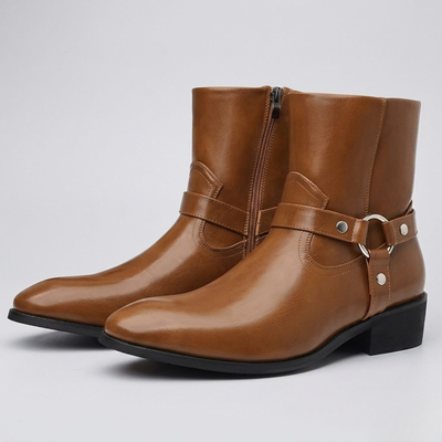 Men's Western Cowboy Boots - Embroidered Leather Pointed Toe Boots