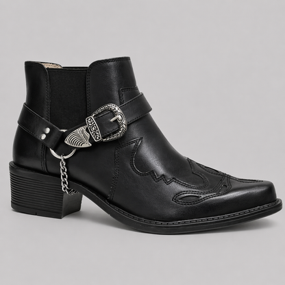 Men's Western Cowboy Boots - Vintage Leather Pointed Toe Buckle Boots