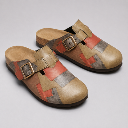 Men's Closed Toe Cork Footbed Clogs with Adjustable Buckle Slip-On Backless Sandals