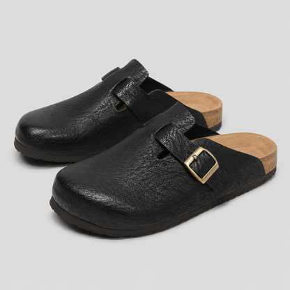 Men's Closed Toe Cork Footbed Clogs with Adjustable Buckle Slip-On Backless Sandals