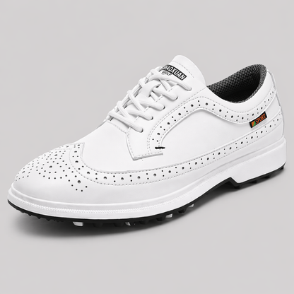Men's Leather Golf Shoes - Breathable Spikeless Golf Trainers