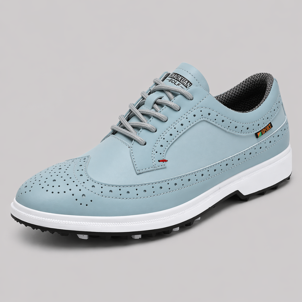 Men's Leather Golf Shoes - Breathable Spikeless Golf Trainers
